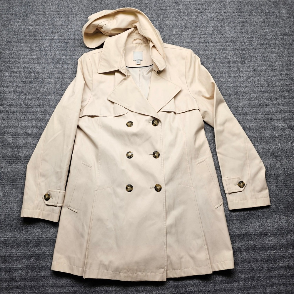 Halogen Womens Muslin Beige Double Breasted Trench Coat Size LP Large Petite